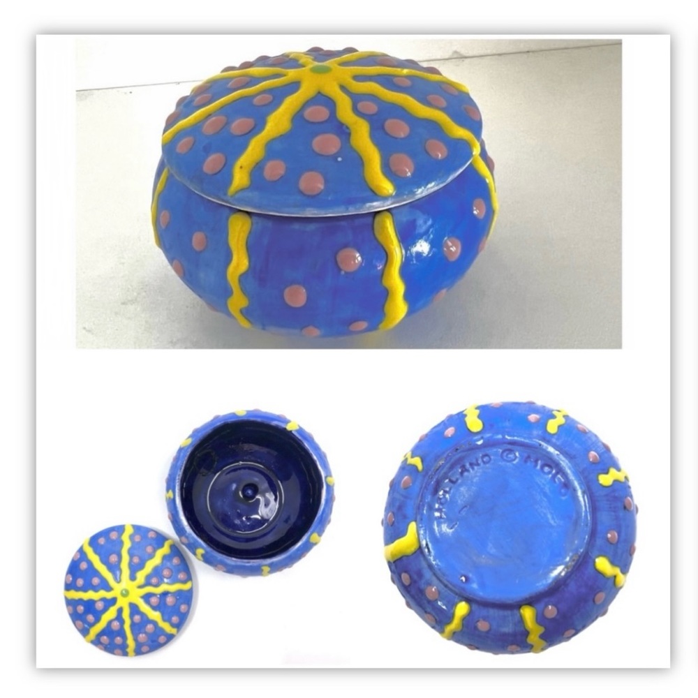 Vintage  Sea Urchin Shell Trinket Box – Rare Porcelain -Treasure Hunt Gift